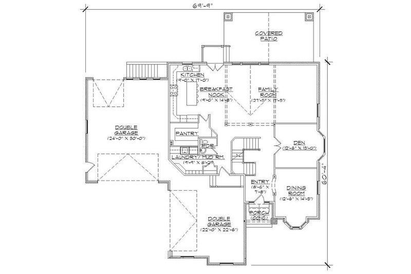 Dream House Plan - Floor Plan - Main Floor for Bungalow House Plan #5-407 - 6 bed, 4.5 bath