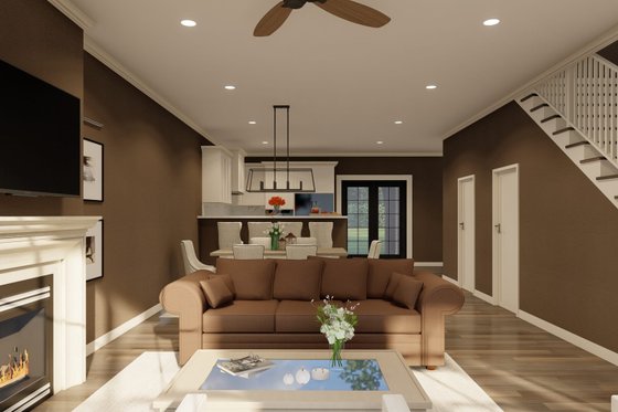 Interior - Family Room for European House Plan #17-2525 - 2 bed, 2.5 bath