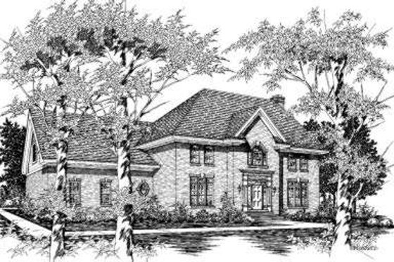 Exterior - Front Elevation for European House Plan #329-120 - 5 bed, 2.5 bath