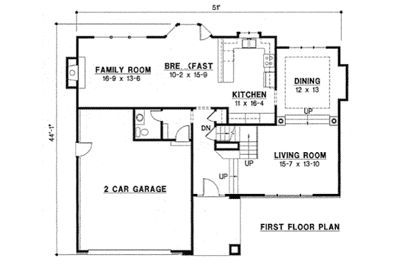 Floor Plan - Main Floor for Traditional House Plan #67-762 - 3 bed, 2.5 bath