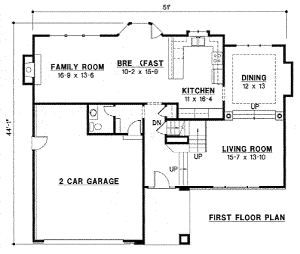 Floor Plan - Main Floor for Traditional House Plan #67-762 - 3 bed, 2.5 bath