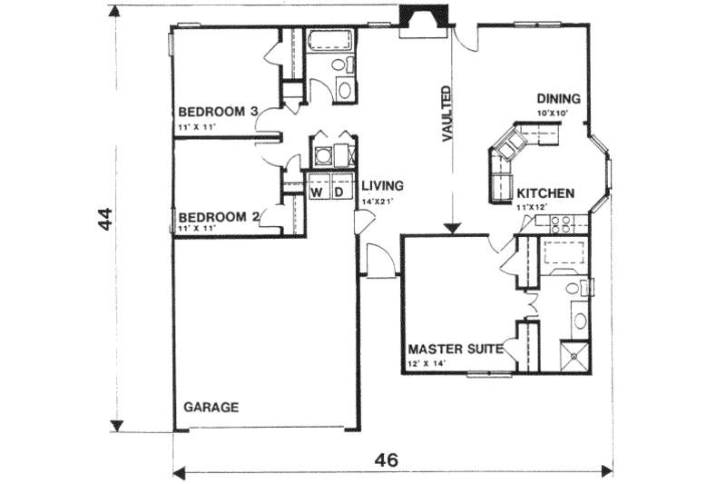 Dream House Plan - Floor Plan - Main Floor for Traditional House Plan #30-117 - 3 bed, 2 bath