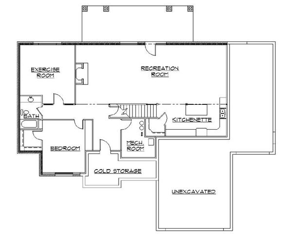 Architectural House Design - Traditional Floor Plan - Lower Floor Plan #5-256