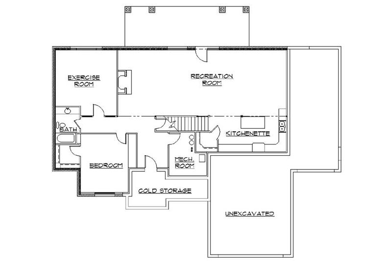 Architectural House Design - Floor Plan - Lower Floor for Traditional House Plan #5-256 - 3 bed, 3 bath
