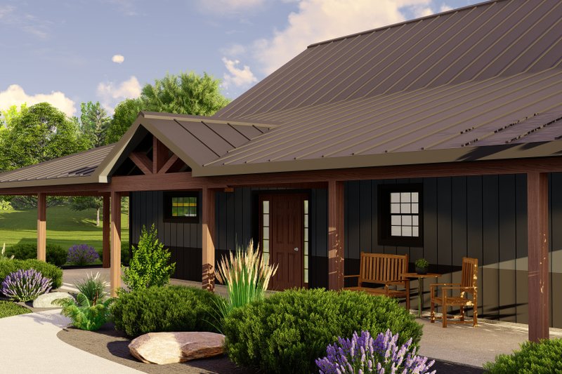 Architectural House Design - Exterior - Covered Porch for Barndominium House Plan #1064-218 - 3 bed, 3.5 bath