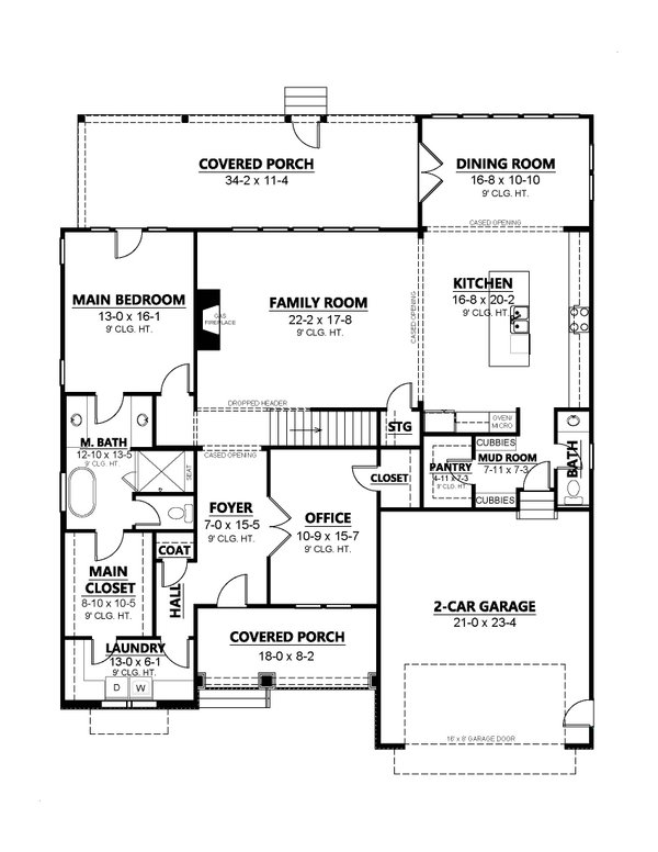 House Design - Country Floor Plan - Main Floor Plan #1080-10