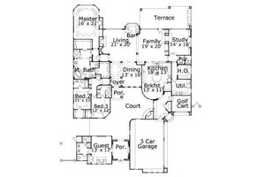 Floor Plan - Main Floor for Mediterranean House Plan #411-847 - 4 bed, 4.5 bath