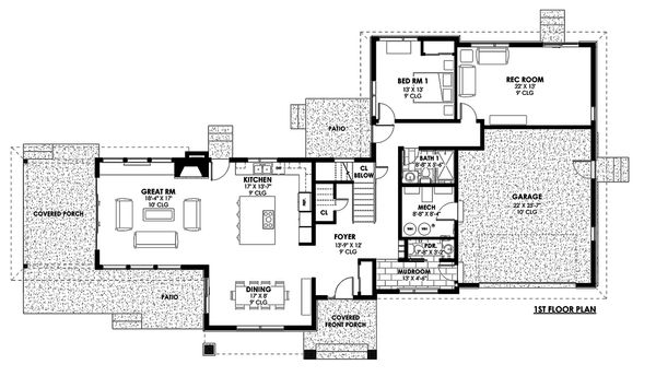 Architectural House Design - Contemporary Floor Plan - Main Floor Plan #1042-19