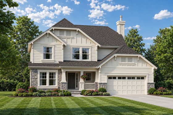 Exterior - Front Elevation for Cottage House Plan #20-2033 - 4 bed, 2.5 bath