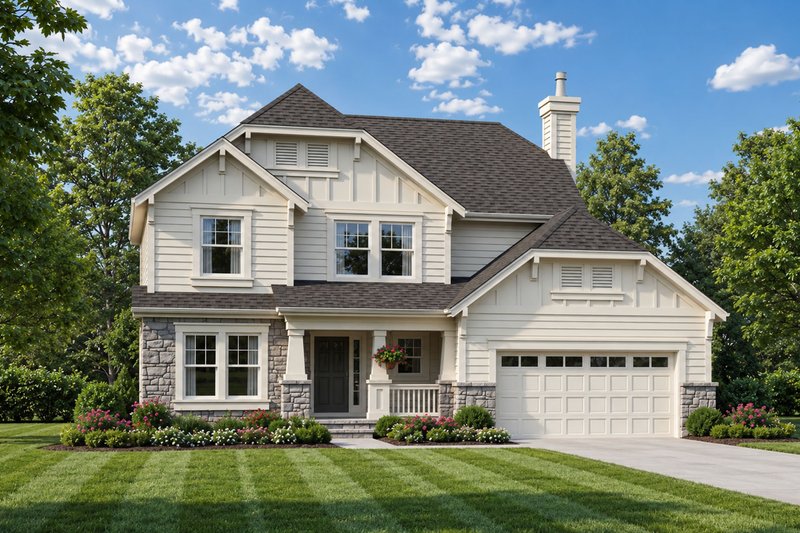 Exterior - Front Elevation 2 for Cottage House Plan #20-2033 - 4 bed, 2.5 bath
