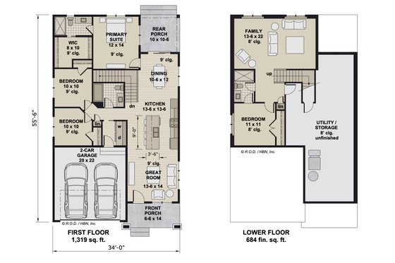 Floor Plan - Main Floor for Bungalow House Plan #51-1329 - 3 bed, 2 bath