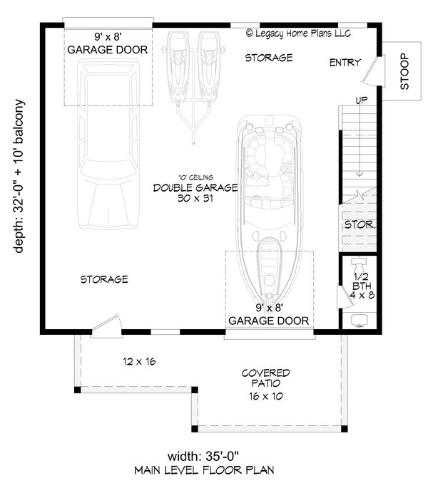 House Plan Design - Southern Floor Plan - Main Floor Plan #932-581