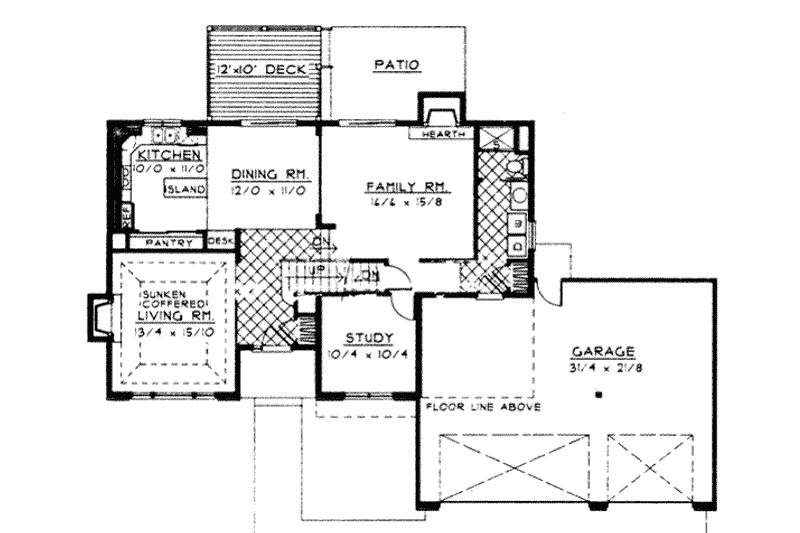 Architectural House Design - Floor Plan - Main Floor for Traditional House Plan #92-205 - 3 bed, 3 bath