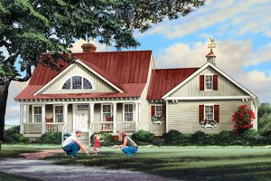 Country Exterior - Front Elevation Plan #137-296