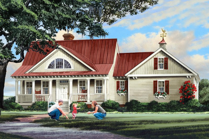Architectural House Design - Country Exterior - Front Elevation Plan #137-296