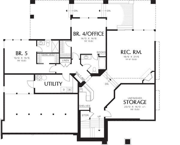 House Plan Design - Contemporary Floor Plan - Lower Floor Plan #48-255