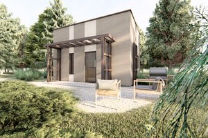 Exterior - Front Elevation 3 for Modern House Plan #549-23 - 1 bed, 1 bath