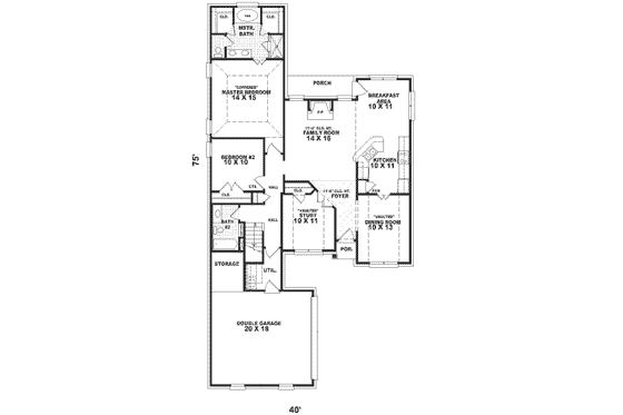 Floor Plan - Main Floor for Traditional House Plan #81-257 - 3 bed, 2 bath