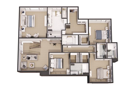 Floor Plan - Upper Floor 1 for Craftsman House Plan #51-1267 - 4 bed, 3.5 bath