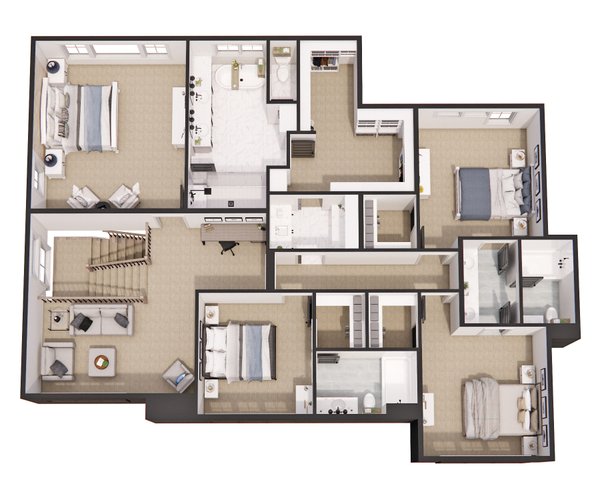 Craftsman Floor Plan - Upper Floor Plan #51-1267