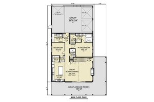 Floor Plan - Main Floor for Barndominium House Plan #1070-255 - 3 bed, 3 bath