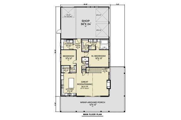 House Blueprint - Barndominium Floor Plan - Main Floor Plan #1070-255