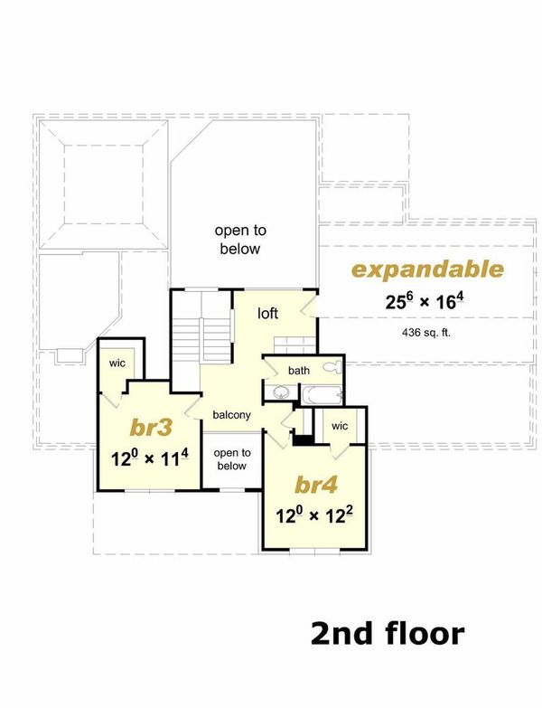 Traditional Floor Plan - Upper Floor Plan #329-352