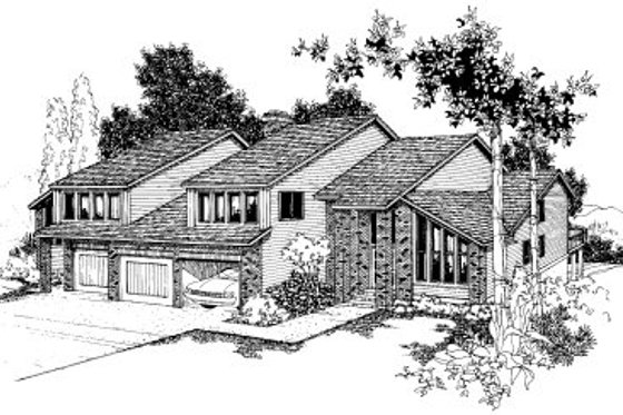 Exterior - Front Elevation for Modern House Plan #303-426 - 2 bed, 2.5 bath