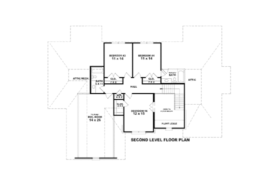Floor Plan - Upper Floor for European House Plan #81-13830 - 3 bed, 2.5 bath