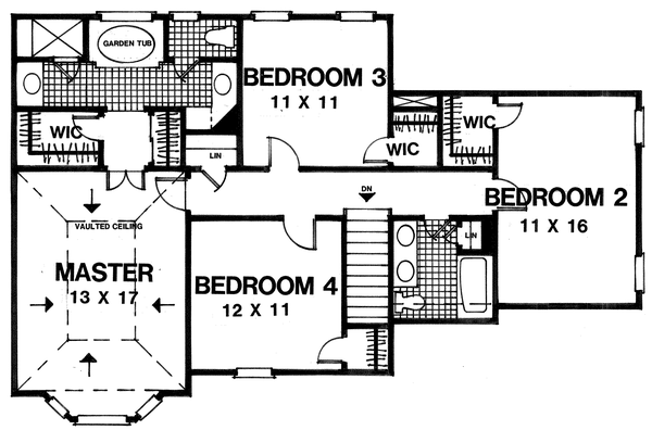 House Blueprint - Traditional Floor Plan - Upper Floor Plan #30-348