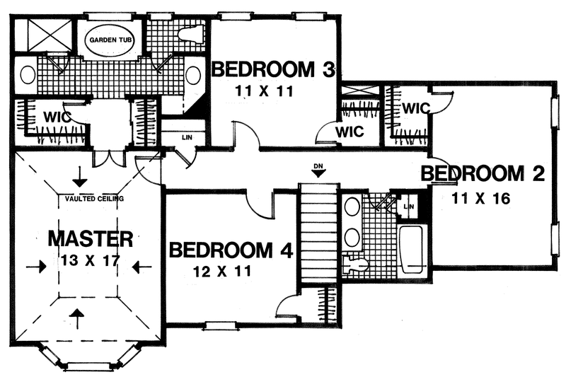 House Plan Design - Floor Plan - Upper Floor for Traditional House Plan #30-348 - 4 bed, 2.5 bath