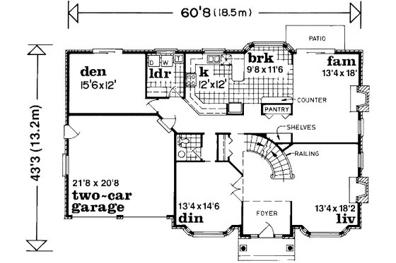 Floor Plan - Main Floor for Colonial House Plan #47-555 - 4 bed, 2.5 bath