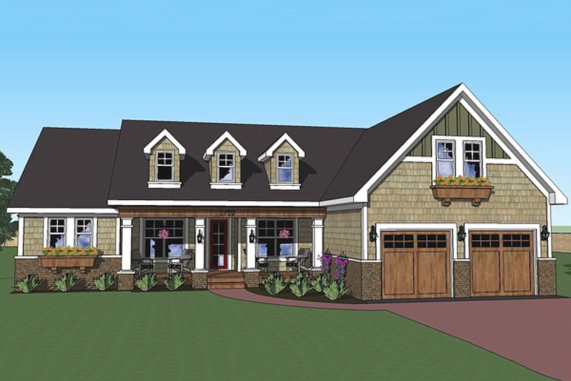 Home Plan - Craftsman country style house elevation