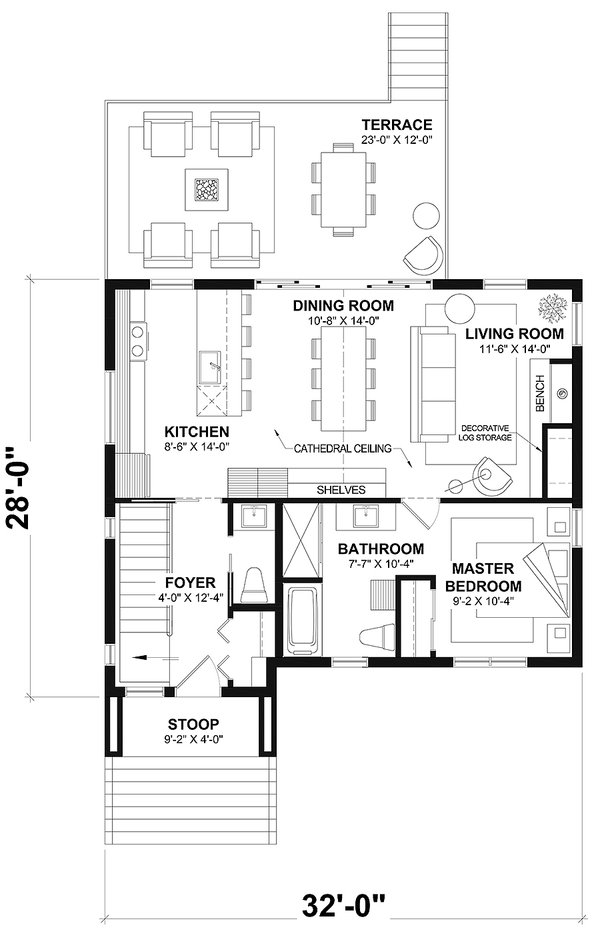 House Blueprint - Cabin Floor Plan - Main Floor Plan #23-2857