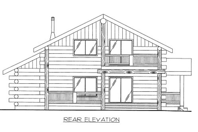 House Blueprint - Exterior - Rear Elevation for Log House Plan #117-589 - 2 bed, 2 bath