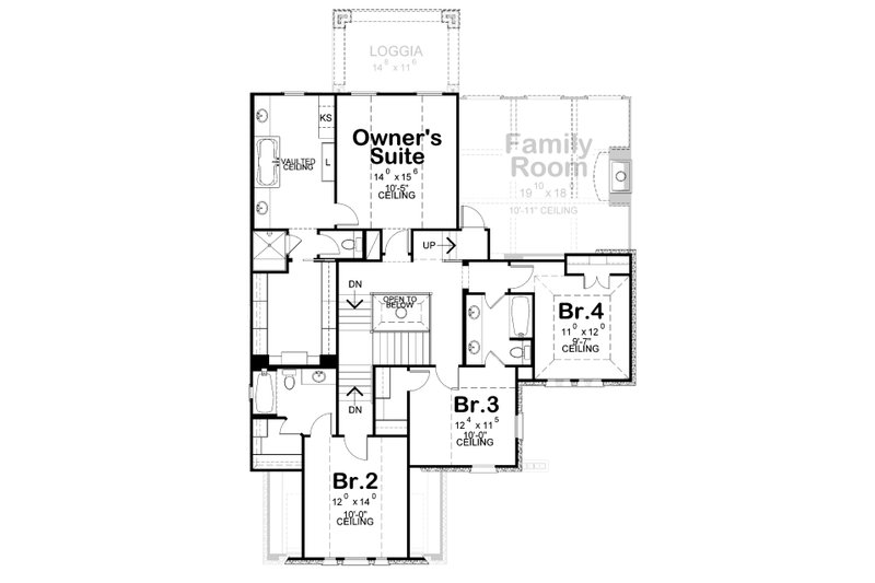 House Blueprint - Floor Plan - Upper Floor for European House Plan #20-2448 - 4 bed, 3.5 bath
