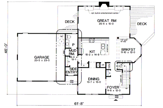 Floor Plan - Main Floor for Colonial House Plan #312-836 - 4 bed, 2.5 bath