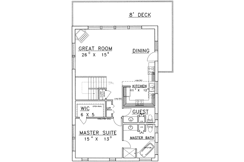 Architectural House Design - Floor Plan - Main Floor for Traditional House Plan #117-327 - 3 bed, 2.5 bath