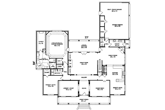 Floor Plan - Main Floor for Colonial House Plan #81-647 - 3 bed, 3.5 bath