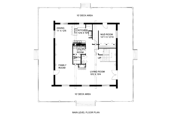 Floor Plan - Main Floor for Log House Plan #117-603 - 2 bed, 2 bath