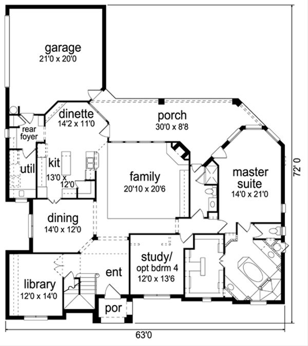 Home Plan - Traditional Floor Plan - Main Floor Plan #84-558
