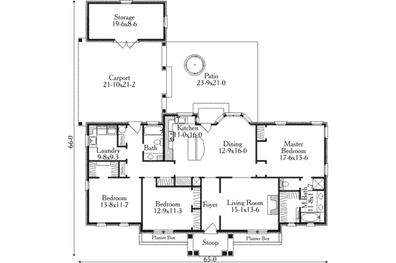 Floor Plan - Main Floor for Southern House Plan #406-288 - 3 bed, 2 bath