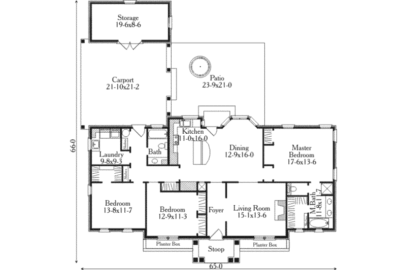 Home Plan - Floor Plan - Main Floor for Southern House Plan #406-288 - 3 bed, 2 bath