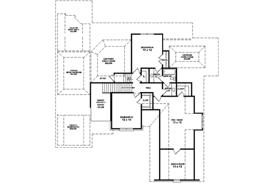 Floor Plan - Upper Floor for European House Plan #81-585 - 4 bed, 3.5 bath