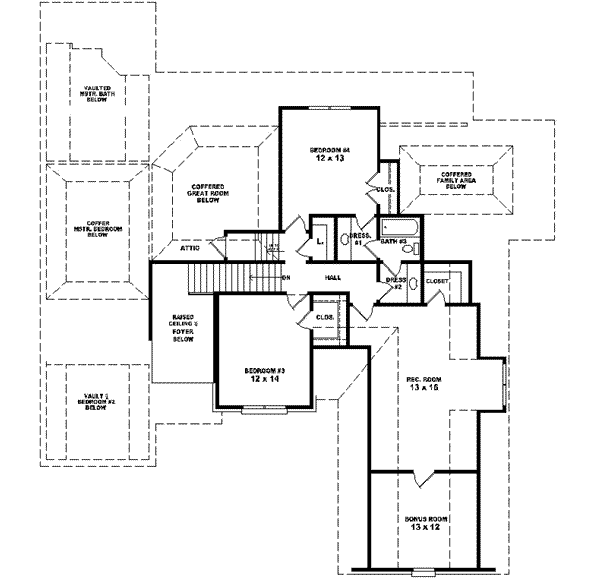 European Floor Plan - Upper Floor Plan #81-585