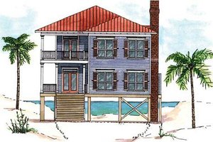 Beach Exterior - Front Elevation Plan #37-129