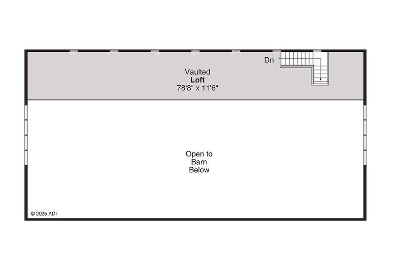 House Design - Floor Plan - Upper Floor for Barndominium House Plan #124-1409, 1 bath