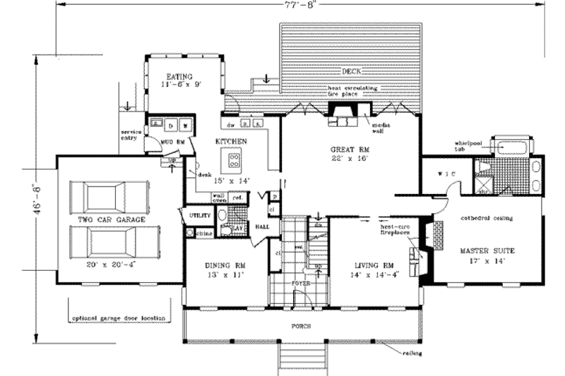 Architectural House Design - Floor Plan - Main Floor for Farmhouse House Plan #3-218 - 5 bed, 3.5 bath