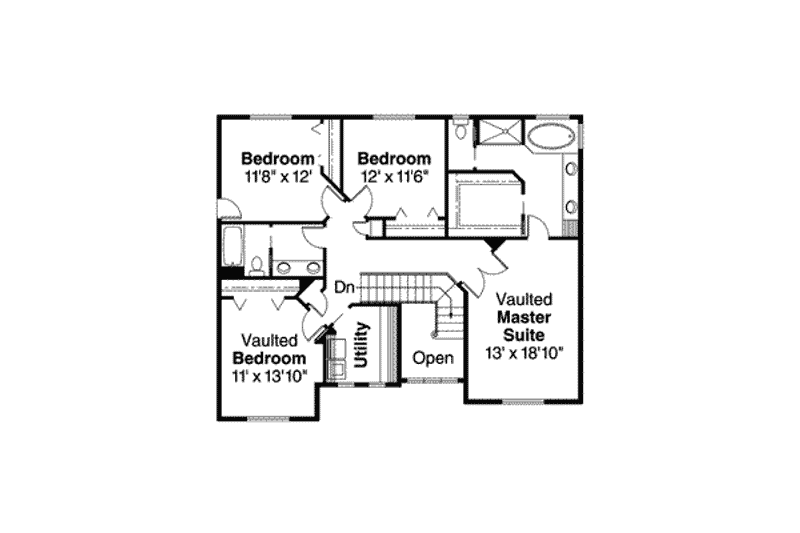 Home Plan - Floor Plan - Upper Floor for Traditional House Plan #124-525 - 4 bed, 2.5 bath