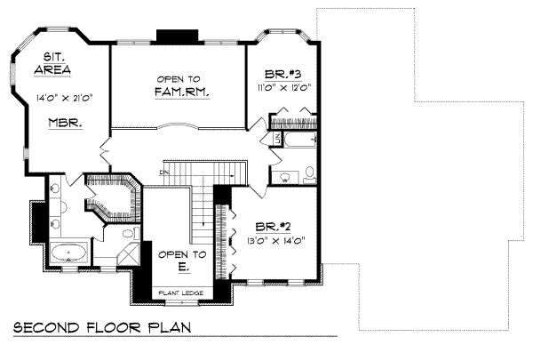 European Floor Plan - Upper Floor Plan #70-458